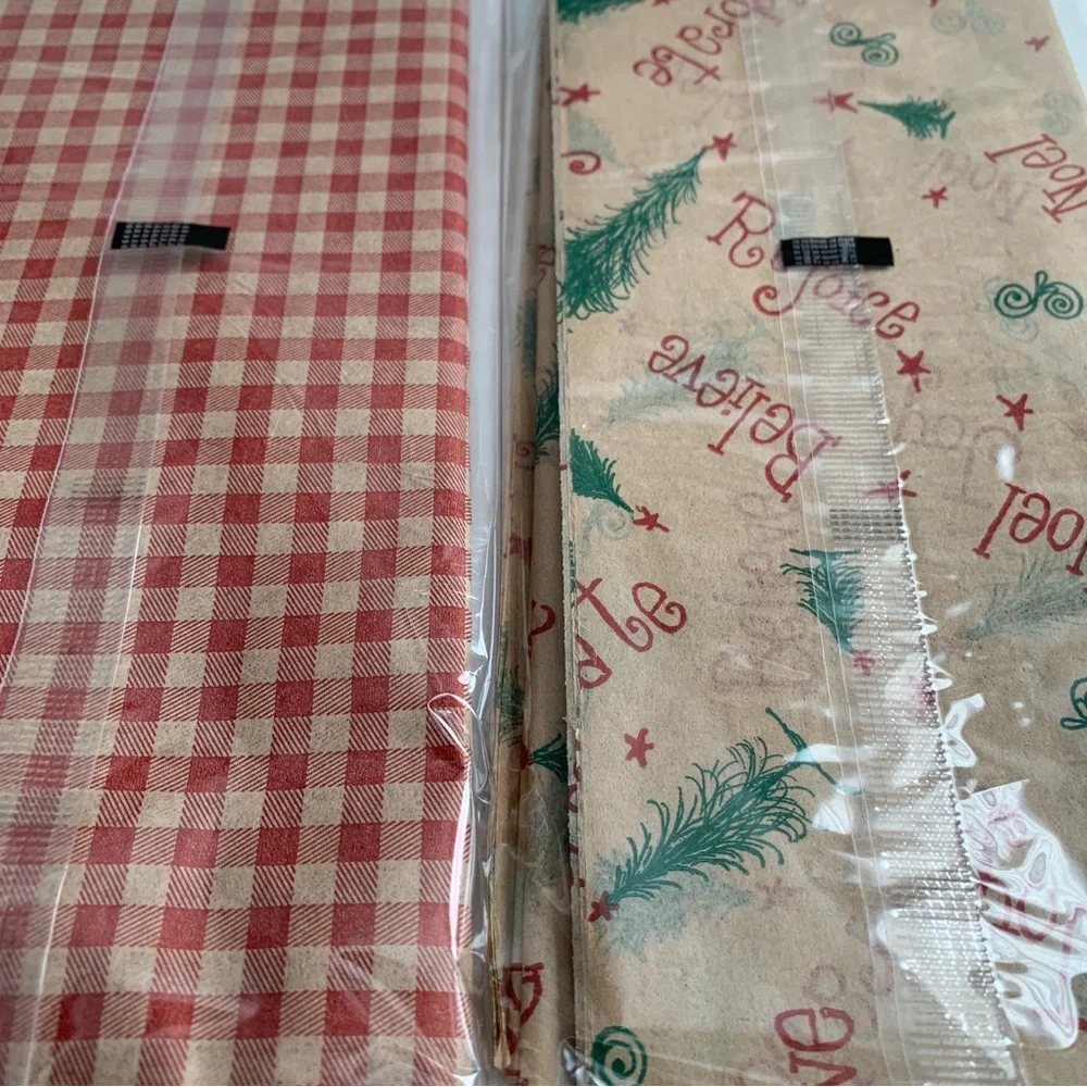 Red Gingham Gift Bags with Festive Tissue Paper Bundle